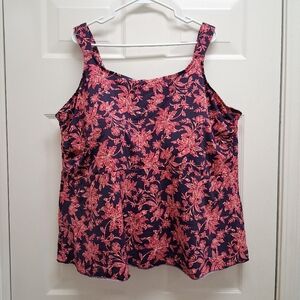 Lands End Swim Tankini Top Floral Purple Pink 3X 24W-26W DDD Beach Vacation